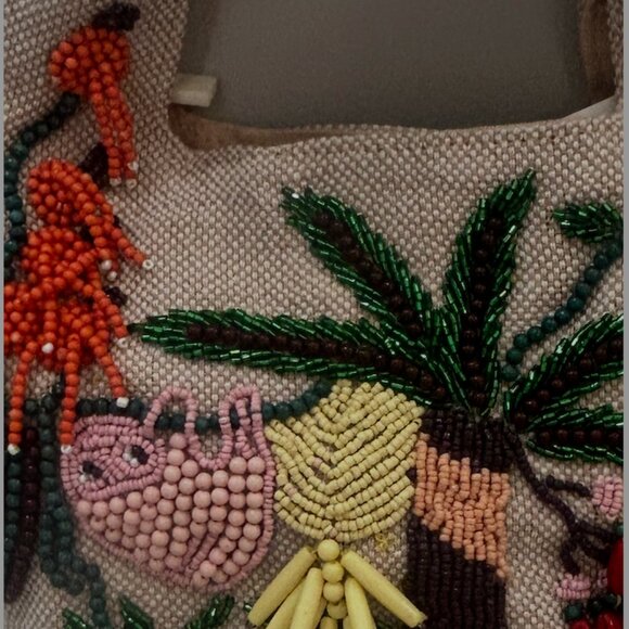 Antik Kraf Jungle Animals Palm Tree Beaded Mini Bucket Bag NW TikTok Viral - Picture 5 of 5